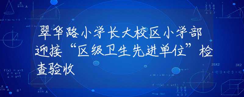 翠華路小學(xué)長大校區(qū)小學(xué)部迎接“區(qū)級衛(wèi)生先進(jìn)單位”檢查驗收