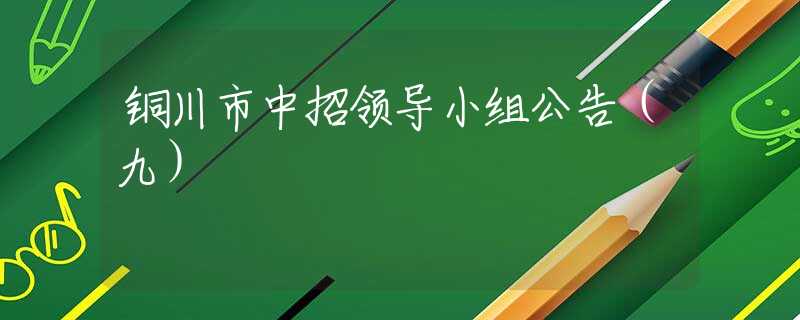 銅川市中招領(lǐng)導(dǎo)小組公告（九）