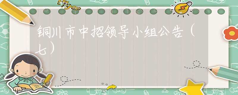 銅川市中招領(lǐng)導(dǎo)小組公告（七）